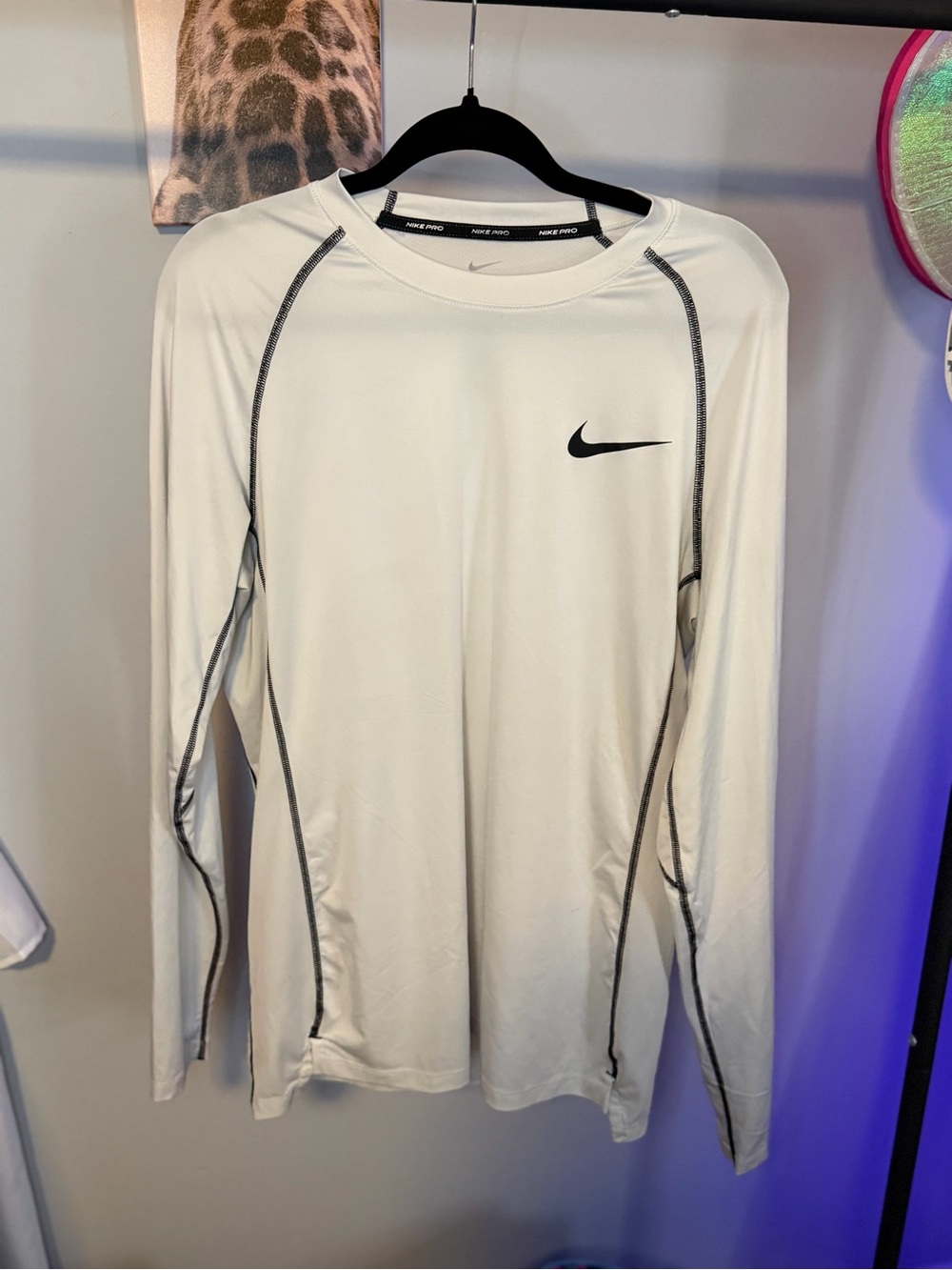 Nike Long Sleeve Dri-FIT Top - White with Black Swoosh